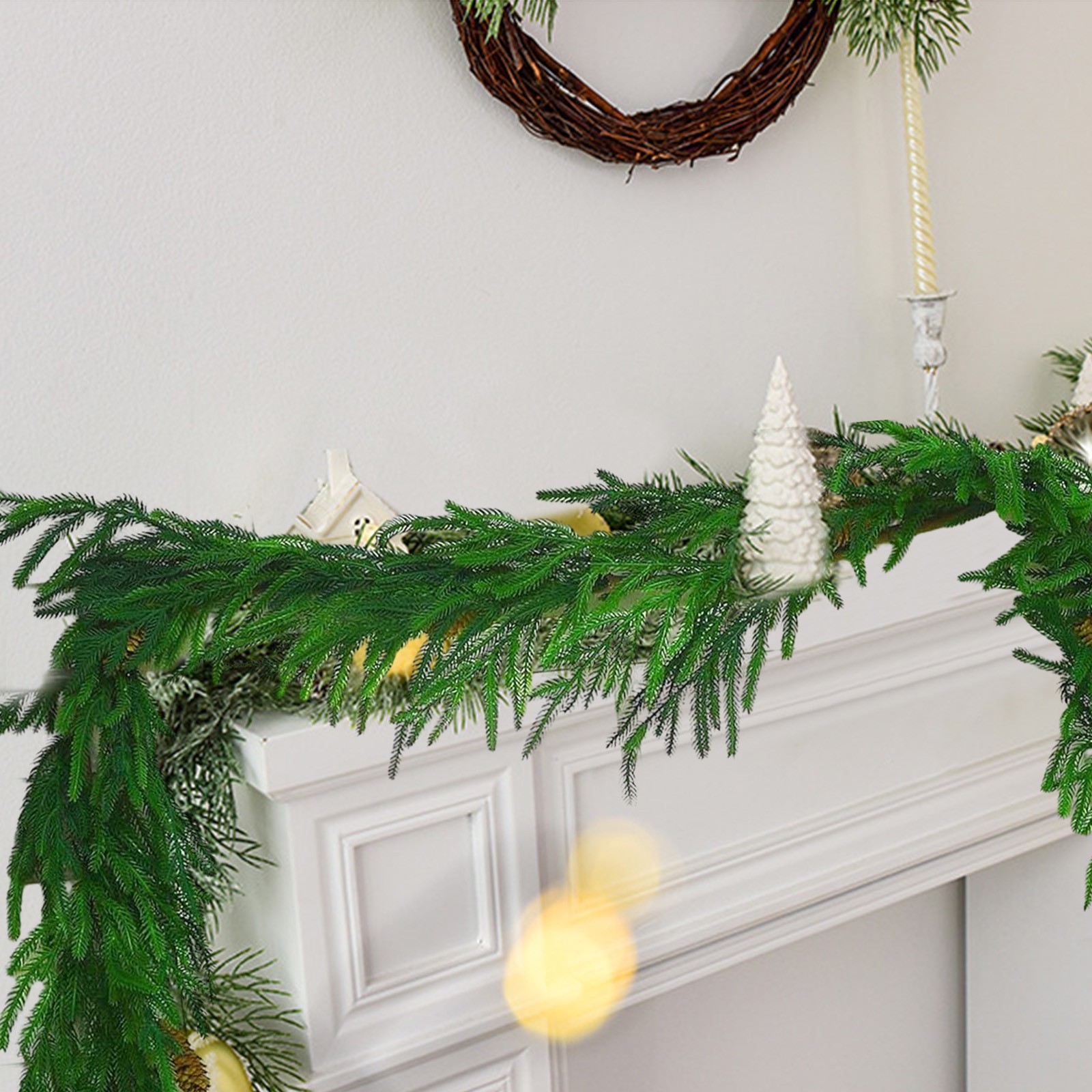 FIAOIRN Christmas Garland,6ft Artificial Frosted Greenery Pine Garland,White Cedar Garland for Xmas Tree, Indoor Mantle, Wall \u0026 Door Decorations,Holiday Decor